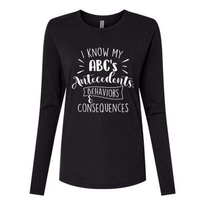 I Know My ABC's Behavior Analyst Therapist Psychologist Womens Cotton Relaxed Long Sleeve T-Shirt