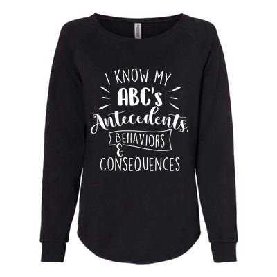 I Know My ABC's Behavior Analyst Therapist Psychologist Womens California Wash Sweatshirt