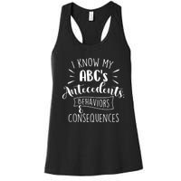 I Know My ABC's Behavior Analyst Therapist Psychologist Women's Racerback Tank