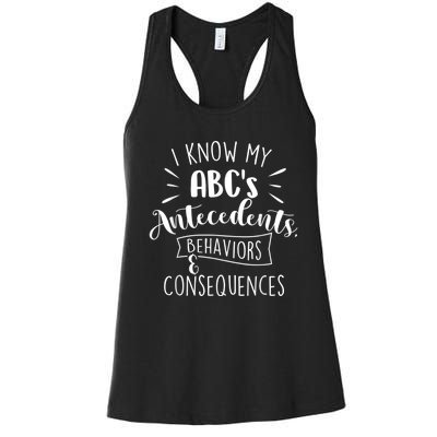 I Know My ABC's Behavior Analyst Therapist Psychologist Women's Racerback Tank