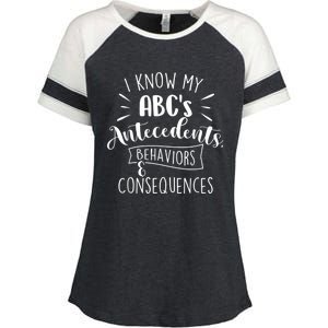 I Know My ABC's Behavior Analyst Therapist Psychologist Enza Ladies Jersey Colorblock Tee