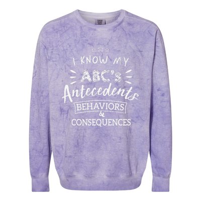 I Know My AbcS Teacher Gift Behavior Analysis Colorblast Crewneck Sweatshirt