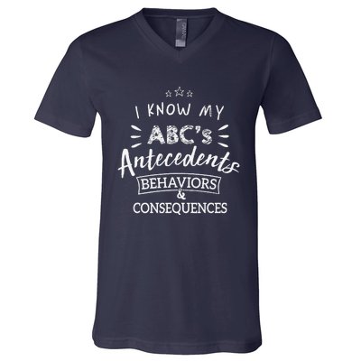 I Know My AbcS Teacher Gift Behavior Analysis V-Neck T-Shirt