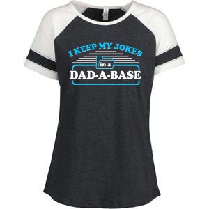 I Keep My Jokes In A DadABase Enza Ladies Jersey Colorblock Tee