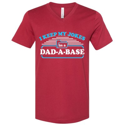 I Keep My Jokes In A DadABase V-Neck T-Shirt