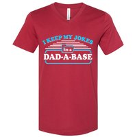 I Keep My Jokes In A DadABase V-Neck T-Shirt