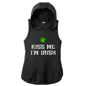 Irish Kiss Me Im Irish St Patricks Day Ladies PosiCharge Tri-Blend Wicking Draft Hoodie Tank