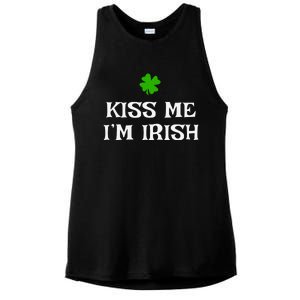 Irish Kiss Me Im Irish St Patricks Day Ladies PosiCharge Tri-Blend Wicking Tank