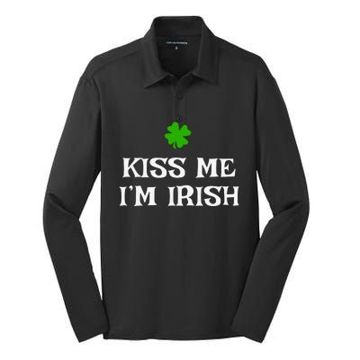 Irish Kiss Me Im Irish St Patricks Day Silk Touch Performance Long Sleeve Polo