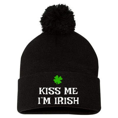 Irish Kiss Me Im Irish St Patricks Day Pom Pom 12in Knit Beanie