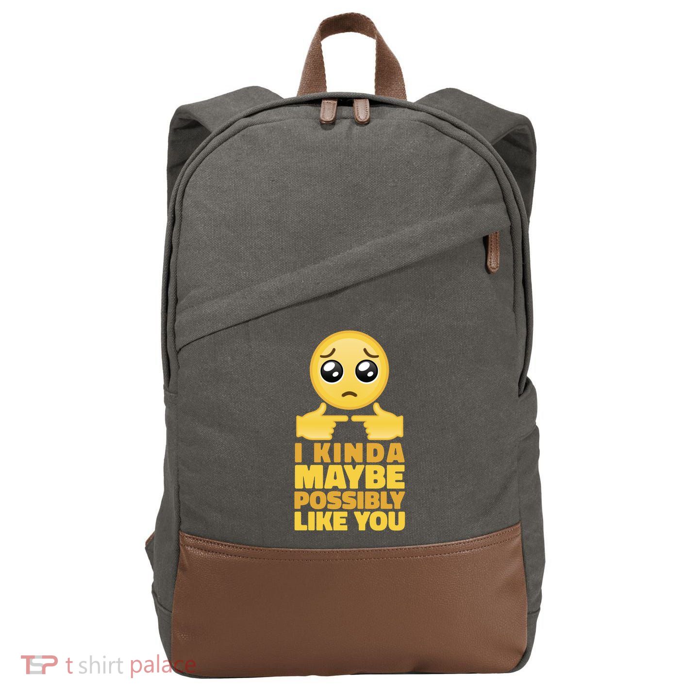 I Kind Maybe Possibly Like You Emoji Cotton Canvas Backpack