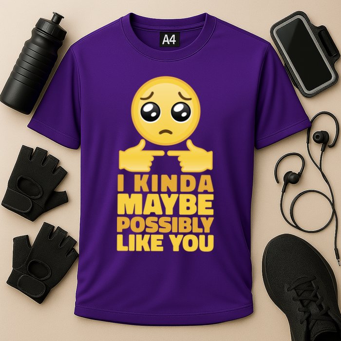 I Kind Maybe Possibly Like You Emoji Cooling Performance Crew T-Shirt