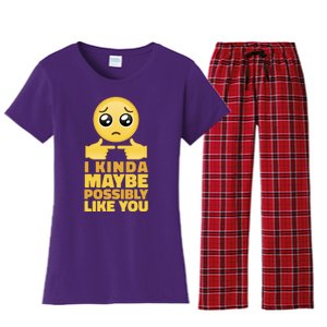 I Kind Maybe Possibly Like You Emoji Women's Flannel Pajama Set