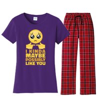 I Kind Maybe Possibly Like You Emoji Women's Flannel Pajama Set