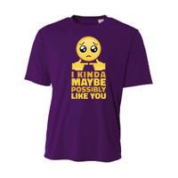 I Kind Maybe Possibly Like You Emoji Youth Performance Sprint T-Shirt