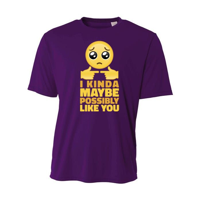 I Kind Maybe Possibly Like You Emoji Youth Performance Sprint T-Shirt