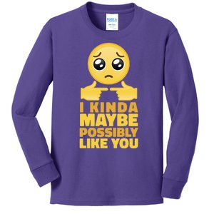 I Kind Maybe Possibly Like You Emoji Kids Long Sleeve Shirt