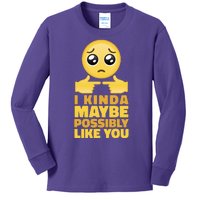 I Kind Maybe Possibly Like You Emoji Kids Long Sleeve Shirt