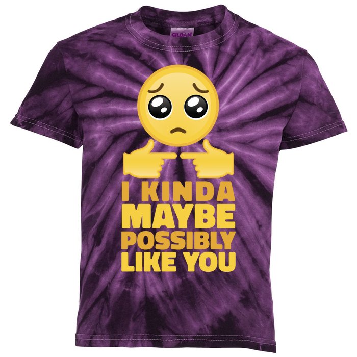 I Kind Maybe Possibly Like You Emoji Kids Tie-Dye T-Shirt