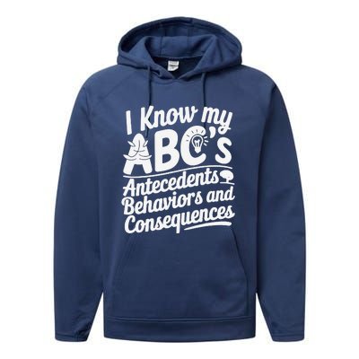 I Know My AbcS Behavior Analyst Therapist Performance Fleece Hoodie