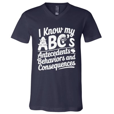 I Know My AbcS Behavior Analyst Therapist V-Neck T-Shirt