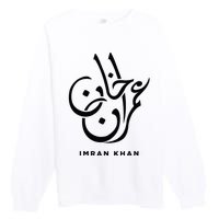 Imran Khan Name Pti Arabic Art Calligraphy Pakistan Premium Crewneck Sweatshirt