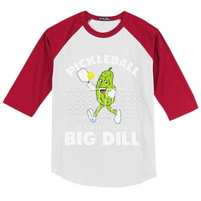 ItS Kind Of A Big Dill Funny Pickleball Paddleball Kids Colorblock Raglan Jersey