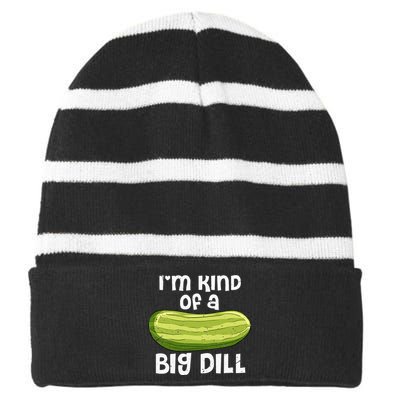 I'm Kind Of A Big Dill Funny Pickle Food Pun Striped Beanie with Solid Band