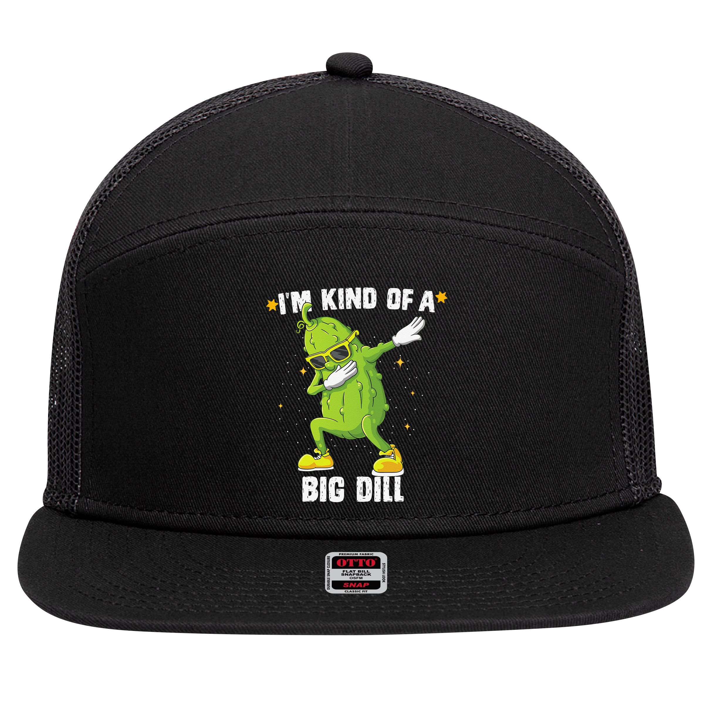 Im Kind Of Big Dill Pickle Dabbing Halloween Cucumber 7 Panel Mesh Trucker Snapback Hat