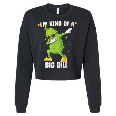Im Kind Of Big Dill Pickle Dabbing Halloween Cucumber Cropped Pullover Crew