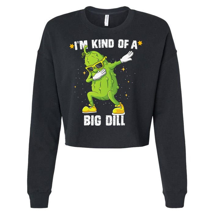 Im Kind Of Big Dill Pickle Dabbing Halloween Cucumber Cropped Pullover Crew