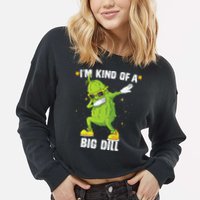 Im Kind Of Big Dill Pickle Dabbing Halloween Cucumber Cropped Pullover Crew