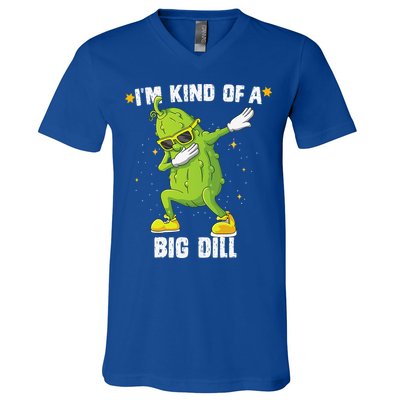 Im Kind Of Big Dill Pickle Dabbing Halloween Cucumber V-Neck T-Shirt