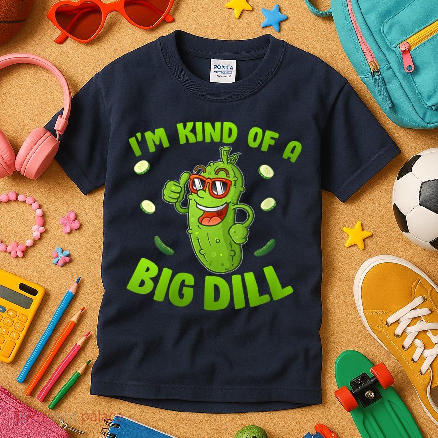 I'm Kind Of A Big Dill Pickle Cucumber Clothes VNeck Kids T-Shirt