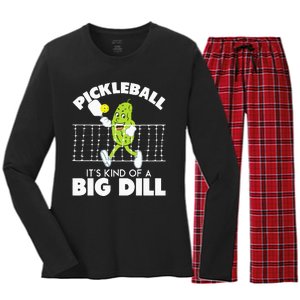 Its Kind Of A Big Dill Funny Pickleball Paddleball Women's Long Sleeve Flannel Pajama Set 