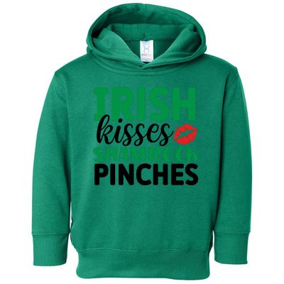 Irish Kisses Shamrock Pinches Funny St Patricks Day Toddler Hoodie