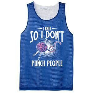 I Knit So I Don't Punch People Knitter Funny Knitting Gift Mesh Reversible Basketball Jersey Tank