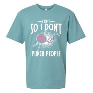 I Knit So I Don't Punch People Knitter Funny Knitting Gift Sueded Cloud Jersey T-Shirt