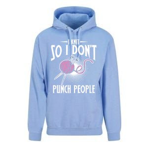 I Knit So I Don't Punch People Knitter Funny Knitting Gift Unisex Surf Hoodie