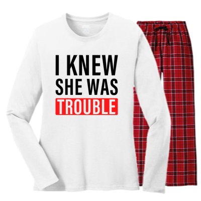 I Knew She Was Trouble Quote Women's Long Sleeve Flannel Pajama Set 