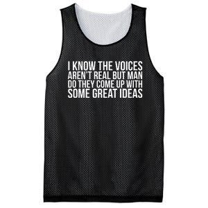 I Kno The Voices Aren't Real But They Come Up With Great Ideas Mesh Reversible Basketball Jersey Tank