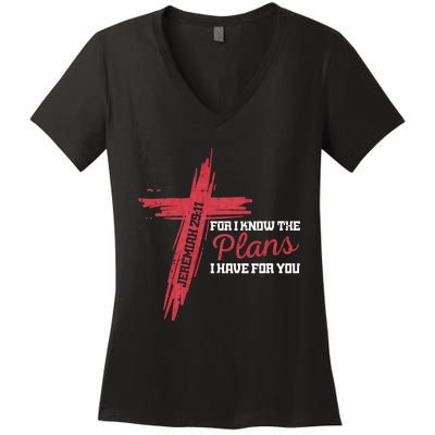 I Know The Plans I Have For You God Christian Women's V-Neck T-Shirt