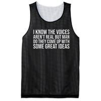 I Kno The Voices Aren't Real But They Come Up With Great Ideas Funny Sayings Mesh Reversible Basketball Jersey Tank