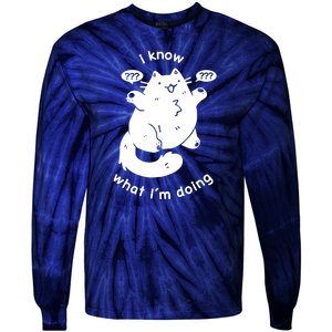 I Know What I'm Doing Funny Cat Tie-Dye Long Sleeve Shirt