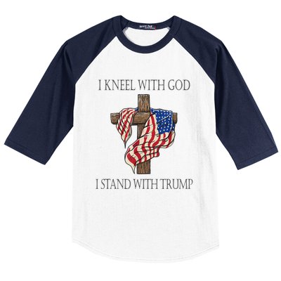 I Kneel With God I Stand With Trump Baseball Sleeve Shirt