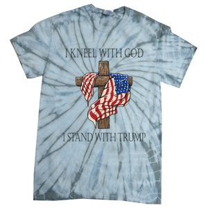 I Kneel With God I Stand With Trump Tie-Dye T-Shirt