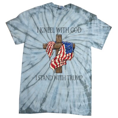 I Kneel With God I Stand With Trump Tie-Dye T-Shirt