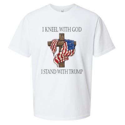 I Kneel With God I Stand With Trump Sueded Cloud Jersey T-Shirt