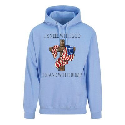 I Kneel With God I Stand With Trump Unisex Surf Hoodie