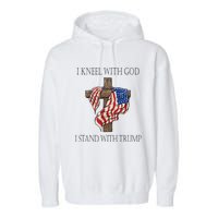 I Kneel With God I Stand With Trump Garment-Dyed Fleece Hoodie